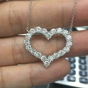 3Ct Round Cut VVS1/D Diamond Heart Shape Valentine Pendant 14K White Gold Finish