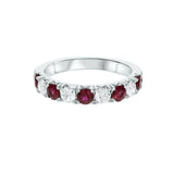 2.4ct Wedding Ring Band Round Cut Pink Ruby Half Eternity 14k White Gold Finish