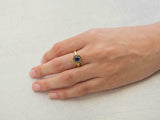 1.5ct Round Cut Blue Sapphire Engagement Ring Halo Solitaire 14k YellowGold Over