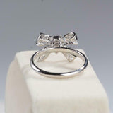 Bow Knot Ribbon Engagement Ring 2.2ct Baguette Cut Diamond 14k White Gold Finish