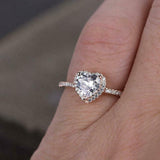 1.2ct Engagement Ring Heart Cut Diamond Round Accent Halo 14k Rose Gold Finish