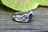 2ct Oval Purple Amethyst Engagement Ring Celtic Double Knot 14k White Gold Over