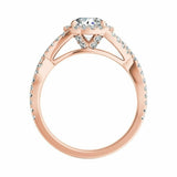 2.5Ct Round Cut Diamond Halo Infinity Band Engagement Ring 14K Rose Gold Finish