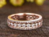 2.3ct Round Cut Diamond 3/4th Eternity Stackable Wedding Band 14k Rose Gold Over