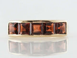 2ct Princess Cut Red Garnet Four Stone Half Eternity Band 14k Yellow Gold Finish