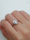 2ct Oval Cut Diamond Engagement Ring Vintage Art Deco Halo 14k White Gold Finish