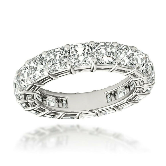 4.5Ct Asscher Cut DVVS1 Diamond Full Eternity Wedding Band 14K White Gold Finish