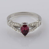 3Ct Pear Cut Pink Ruby Diamond Split Shank Engagement Ring 14K White Gold Finish