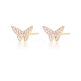 0.6ct Round Cut Moissanite Butterfly Stud Earrings 14k Yellow Gold Plated