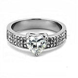 3.5ct Heart Cut Diamond Solitaire Ring 14K White Gold Finish 3 Row Round Accents