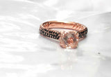 2.3ct Round Cut Peach Morganite Solitaire Three Row Band Ring 14k Rose Gold Over