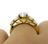 5Ct Oval Cut Diamond Solitaire Ring 14K Yellow Gold Finish Heart Shape Accents