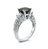 3Ct Round Cut Black Diamond Filigree Vintage Solitaire Ring 14K White Gold Over