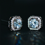 1.9ct Round Cut VVS1D Diamond Halo Solitaire Stud Earrings 14k White Gold Finish