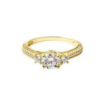 3ct Round Diamond Accent Solitaire Trilogy Engagement Ring 14k Yellow Gold Over