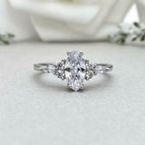 1.4ct Engagement Ring Marquise Cut Diamond Solitaire Petite 14k WhiteGold Finish