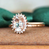 2.9Ct Oval Cut Peach Morganite Engagement Ring 14K Rose Gold Finish Diamond Halo