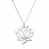 0.5ct Round Cut VVS1 Diamond Pendant Lotus Flower 14k White Gold Finish NO CHAIN