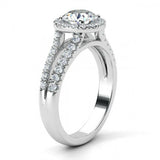 2.5ct Round Cut Diamond Split Band Halo Engagement Ring 14k White Gold Finish