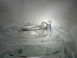 Solitaire Women Engagement Ring 2ct Emerald Cut Diamond 14k White Gold Finish