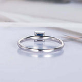 0.5ct Princess Cut Blue Sapphire Engagement Ring Solitaire 14k White Gold Finish