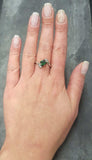 0.6ct Princess Cut Green Emerald Twist Swirl Solitaire Ring 14k WhiteGold Finish