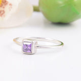 0.4ct Princess Cut Purple Amethyst Engagement Ring Solitaire 14k White Gold Over