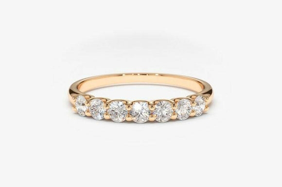 2ct Wedding Band Round Cut Diamond Stackable Half Eternity 14k Rose Gold Finish