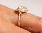 1.2ct Heart Cut Simulated Diamond Halo Engagement Ring 14k Yellow Gold Plated