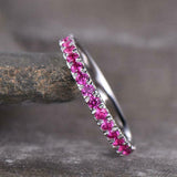 2ct Wedding Ring Band Round Cut Pink Ruby Full Eternity 14k White Gold Finish