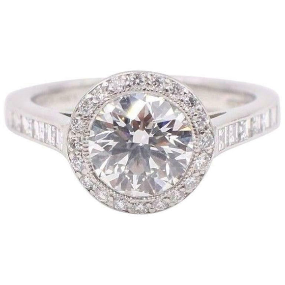 2ct Round Cut Diamond Engagement Ring Accent Halo Solitaire 14k White Gold Over