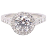 2ct Round Cut Diamond Engagement Ring Accent Halo Solitaire 14k White Gold Over