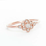 2ct Round Cut VVS1D Diamond Engagement Ring Floral Bridal Set 14k Rose Gold Over