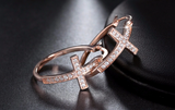 1.9ct Round Cut Diamond Large Cross Hoop Huggies Earrings 14k Rose Gold Finish