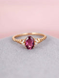 1ct Oval Cut Pink Ruby Engagement Ring Solitaire Heart Band 14k Rose Gold Finish