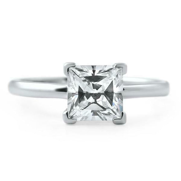 1.25ct Princess Cut VVS1 Diamond Engagement Ring Solitaire 14k White Gold Finish