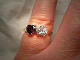 2ct Hearts Red Garnet Diamond Solitaire Engagement Ring 14k White Gold Finish