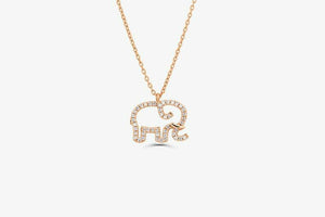 0.6ct Round Cut Diamond Elephant Design Pendant with Chain 14k Rose Gold Finish