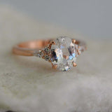 1ct Engagement Ring Oval Cut Diamond Accents Solitaire 14k Rose Gold Finish