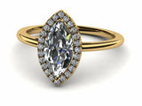 1.3ct Marquise Cut VVS1D Diamond Halo Solitaire Engagement Ring 14k Gold Finish