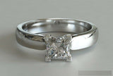 0.8ct Princess Cut VVS1D Diamond Engagement Ring Solitaire 14k White Gold Finish