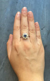 2.8ct Round Cut Blue Sapphire Diamond Halo Cluster Ring 14k White Gold Finish