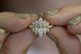 1.2ct Marquise Cut Diamond Engagement Ring 14k Yellow Gold Finish Cluster Flower