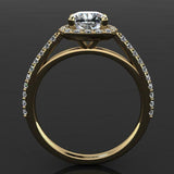 Round Accents Halo Engagement Ring 2ct Cushion Cut Diamond 14k YellowGold Finish