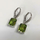 2.5ct Dangle Earrings Emerald Cut Green Peridot LeverBack 14k White Gold Finish