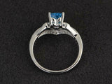 2ct Engagement Ring Heart Cut Blue Topaz Bridal Set 14k White Gold Finish