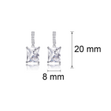 Solitaire Drop Earrings 1.9ct Emerald Cut VVS1D Diamond 14k White Gold Finish