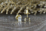 0.6ct Radiant Cut VVS1D Diamond Screw Back Stud Earrings 14k Yellow Gold Finish