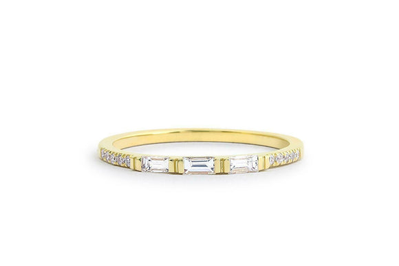 Half Eternity Wedding Band 1ct Baguette Cut VVS1D Diamond 14k Yellow Gold Finish