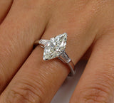 2Ct Marquise Diamond Trilogy Engagement Ring 14K White Gold Over Baguette Accent